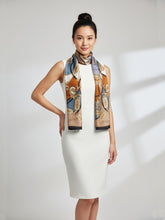 Sciarpa stola verde/beige in pura seta stampata BERENIKE